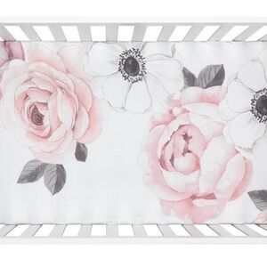 Lambs and Ivy Pink Floral Baby Fitted Crib Sheet and Blanket Set!